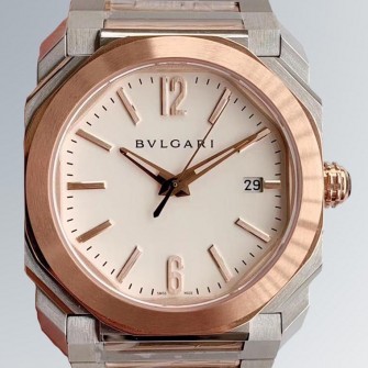 BVLGARI 불가리 옥토102854모델 18k로즈골드 콤비 화이트 다이얼