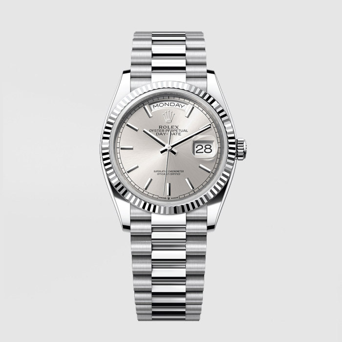 [프리미엄] ROLEX 롤렉스 데이데이트 36mm 실버 128236