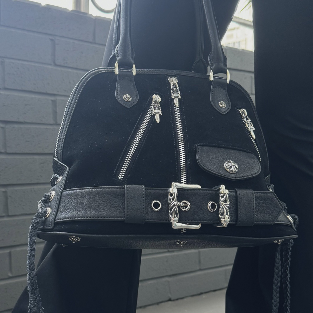 CHROME HEARTS 크롬하츠 Modean Mini JJ Dean belt bag 덴벨트백 (스웨이드) 32cm #K657 (925실버)