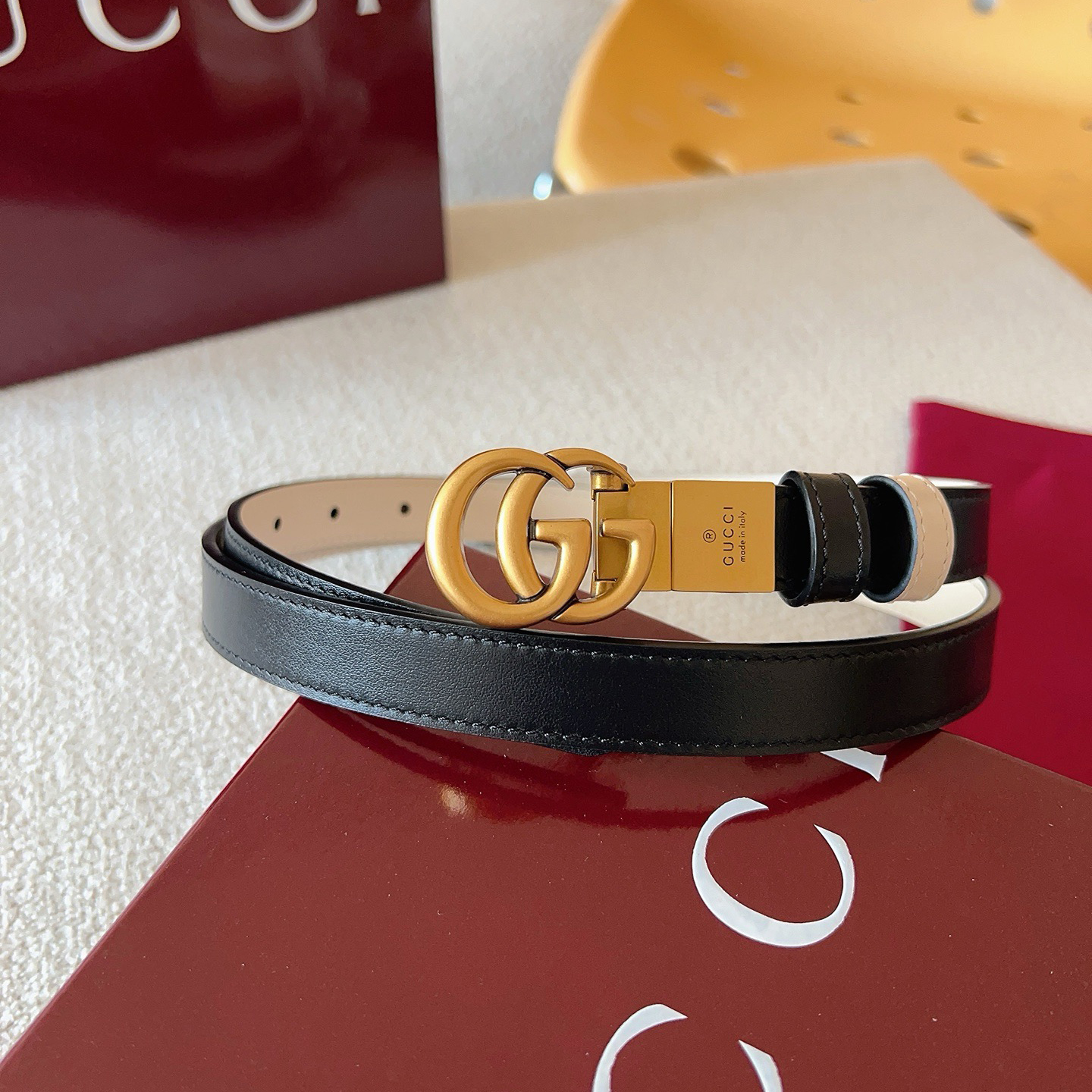 GUCCI 구찌 더블 G 버클 레더 벨트 409417 AP00T 1000