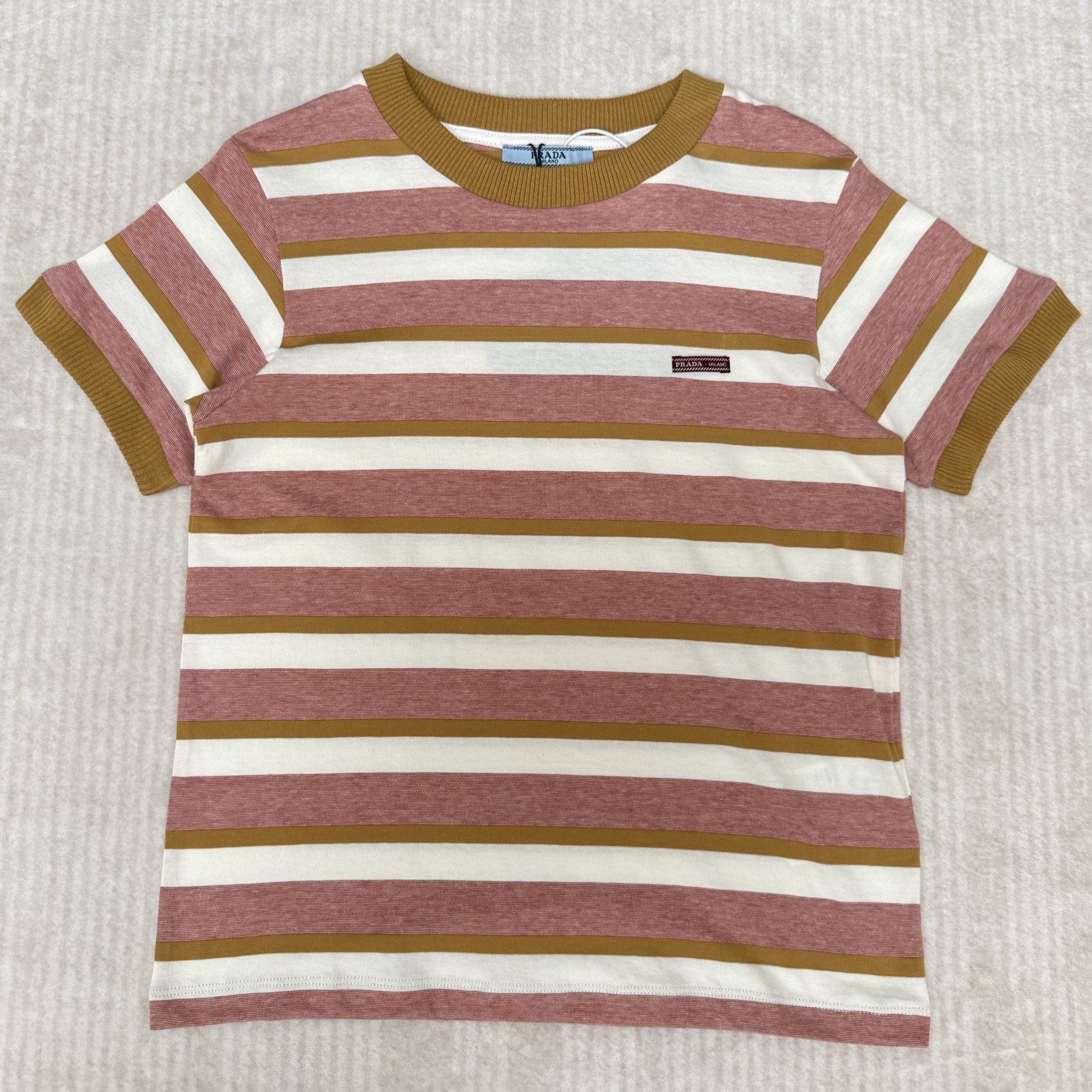 PRADA 프라다 바야데르 스트라이프 코튼 저지 티셔츠 (Bayadere striped cotton jersey T-shirt)