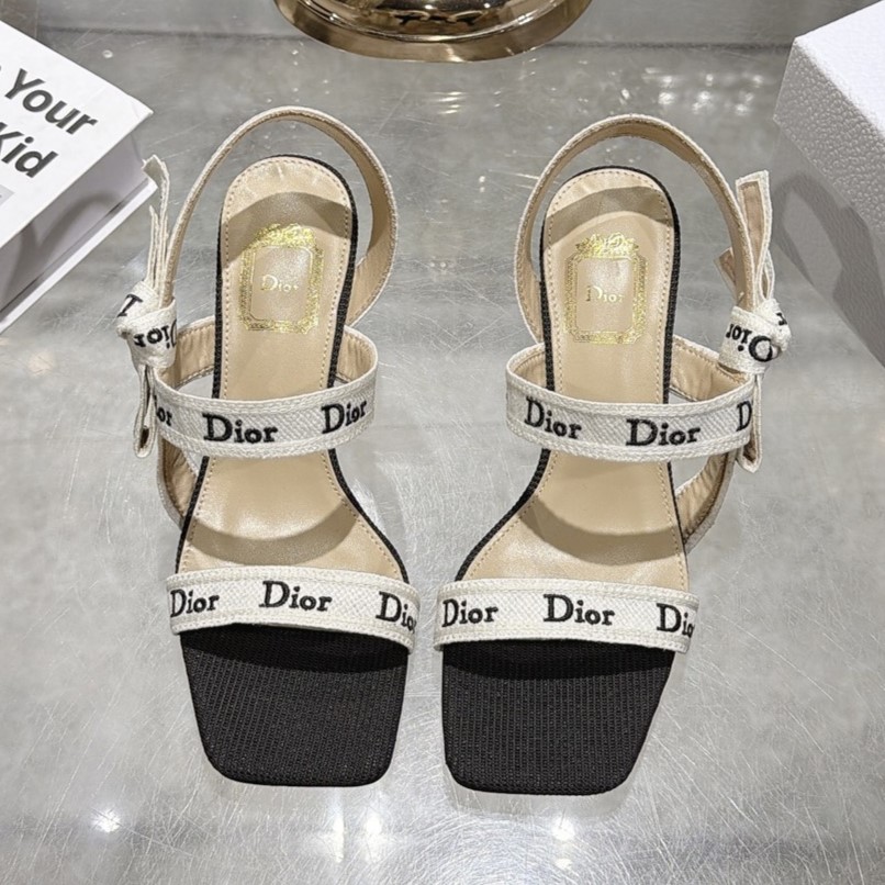 DIOR 디올 자디올(J'Adior) 스트랩 샌들 블랙 자수 코튼 #15366524