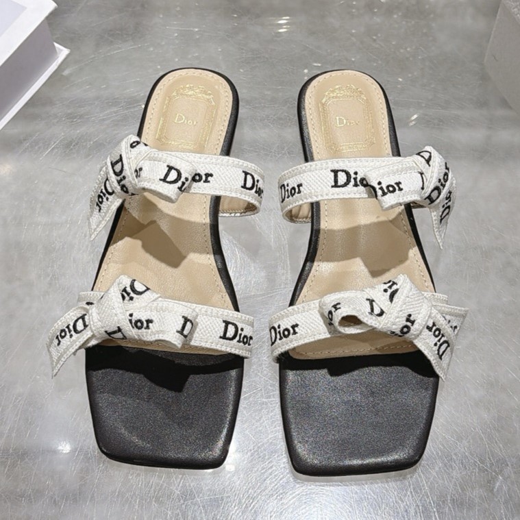 DIOR 디올 자디올(J'Adior) 스트랩 샌들 블랙 자수 코튼 #15446524