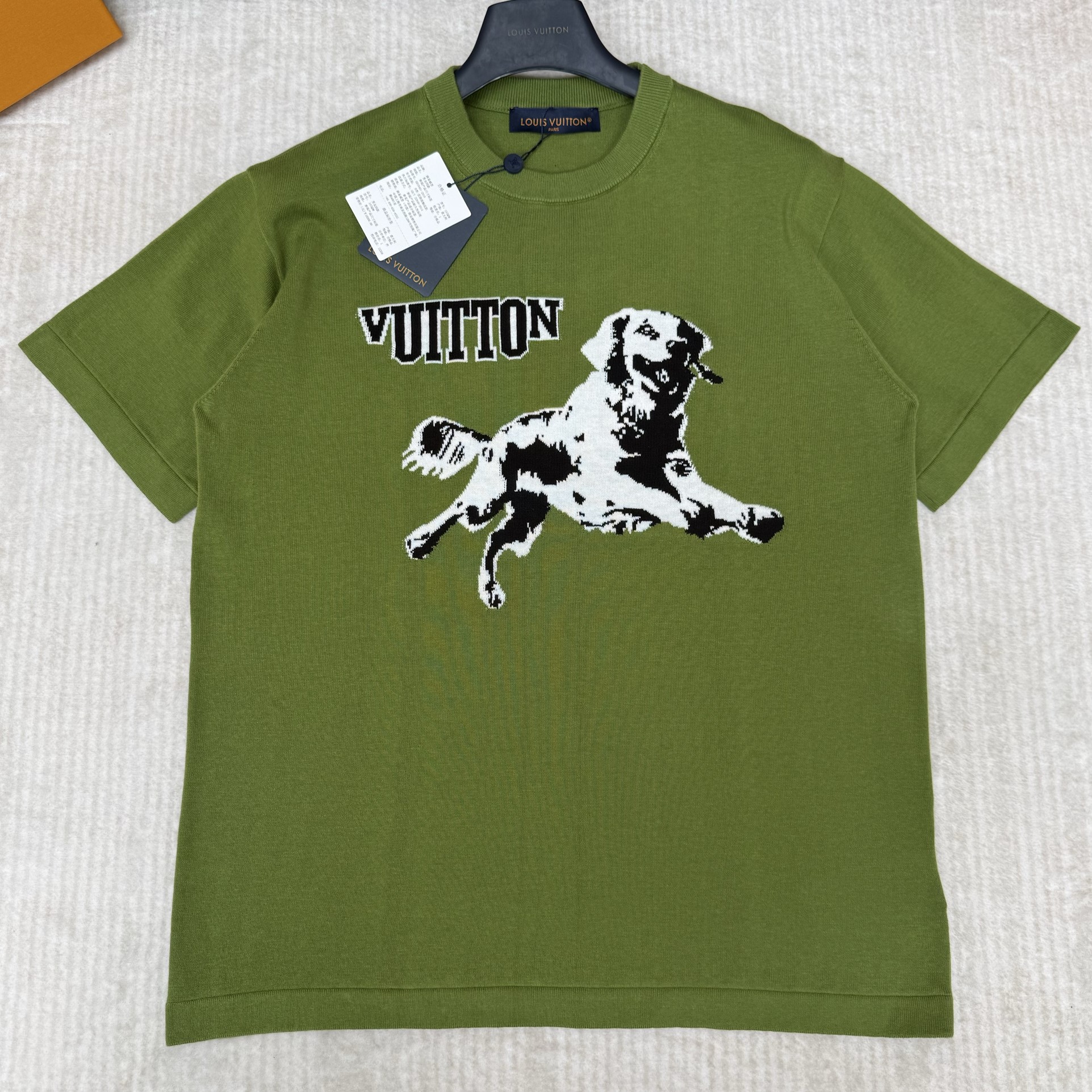 LOUIS VUITTON 루이비통 쇼트 슬립드 코튼 크루넥 골든 리트리버 티셔츠 #1747661