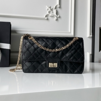 CHANEL 샤넬 2.55 빈티지 미디움 플랩백 금장 A37586