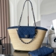 CHANEL 샤넬 코코비치 라피아 데님 쇼핑백 #AS5951/AS5952