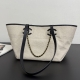 CHANEL 샤넬 코코비치 에크루 캔버스 쇼핑백 AS6285