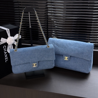 CHANEL 샤넬 26A 클래식 플랩 백 워시드 데님 AS6233