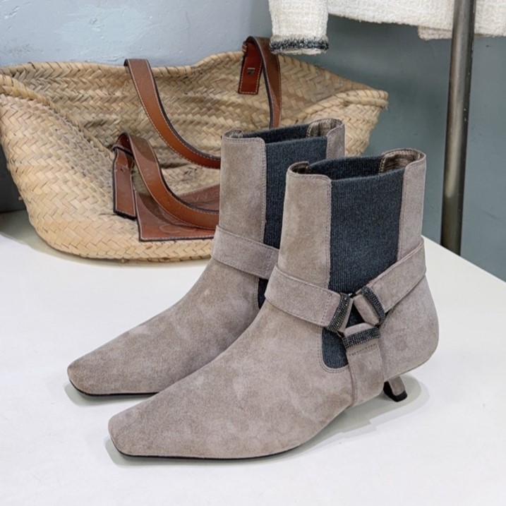 ⁠BRUNELLO CUCINELLI 브루넬로 쿠치넬리 스웨이드 모닐리 스트랩 하네스 앵클 부츠 #21586726